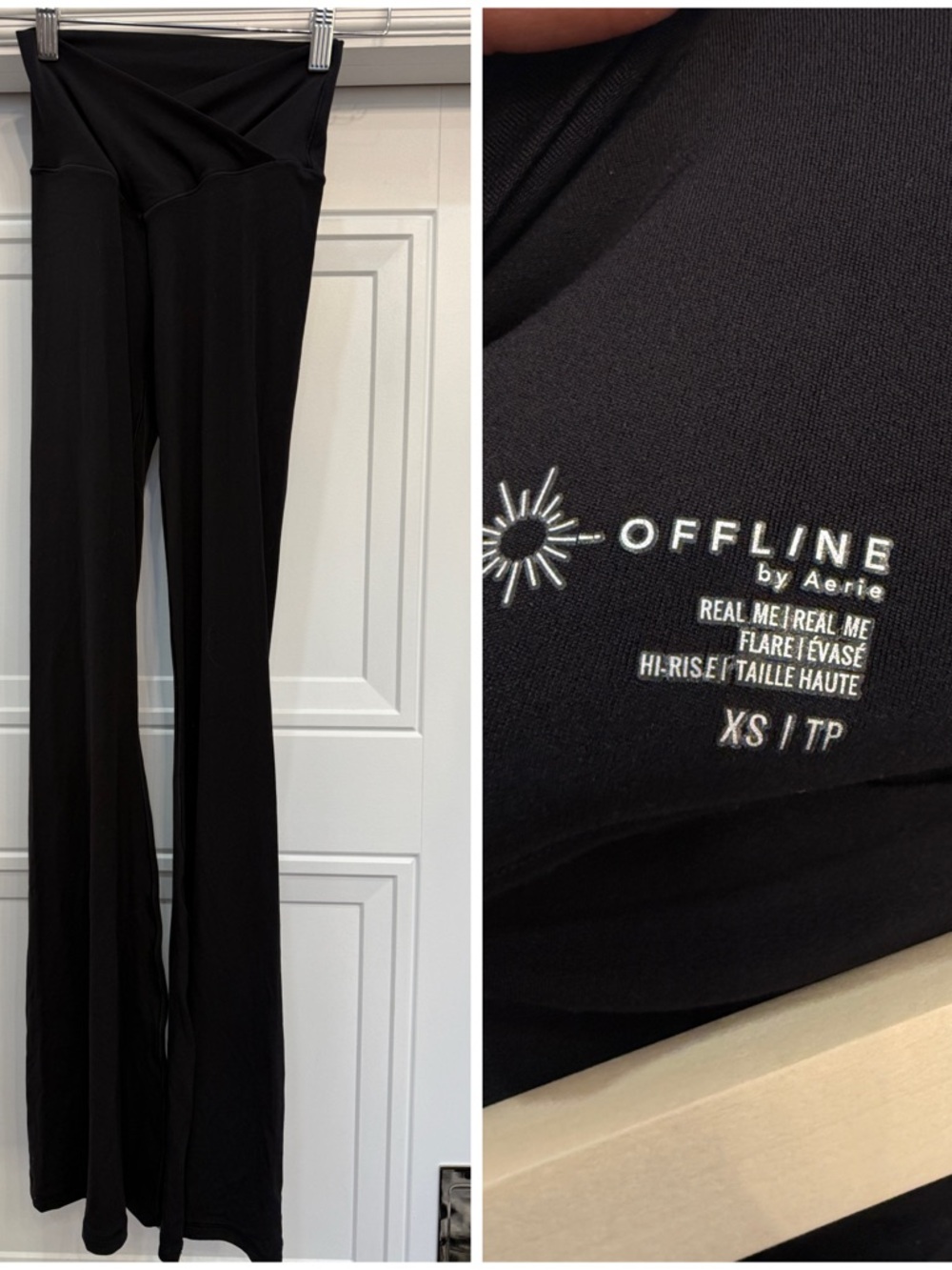 AERIE OFFLINE REAL ME HIGH RISE FLARE BLACK XS EUC